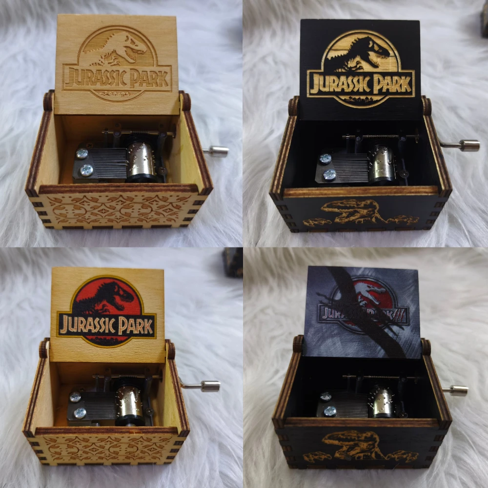กล่องดนตรีไม้จูราสสิคพาร์ค งานแกะสลักโบราณ หมุนด้วยมือ ดนตรีคลาสสิก เหมาะสำหรับเป็นของขวัญวันเกิด คริสต์มาส ของตกแต่งบ้านสำหรับครอบครัว