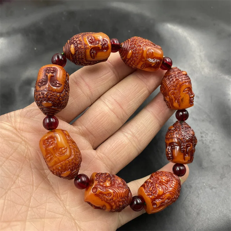 

Ретро браслет с головой Будды из пчелиного воска, нефритовый браслет, браслеты, сидит все еще и медитирует, чтобы стабилизать энергетическое поле богатства
