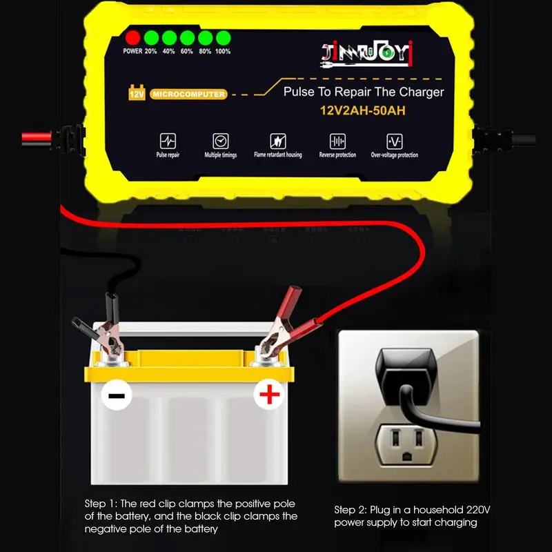 Multifunctional 12 Volt Battery Charger Motorcycle Battery Charger 12V Trickle Charger Battery Maintainer Batterys Tenders