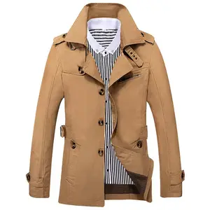 Mens Business Windbreaker Long Jackets Men Cotton Trench Coats Casual 2024 Spring Autumn Fashion Male Suit Streetwear Blazers