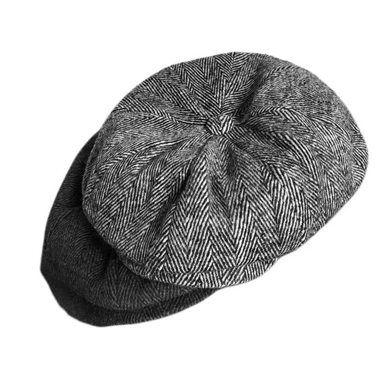 Woollen Herringbone Newsboy Cap Men Women British Gatsby Retro Hat Driver Flat Cap for Male Vintage Beret Hat NC55