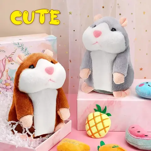 MIin Hamster Learn To Imitate Talking,Funny Animal Plush Toy Talking Nod Hamster Doll Soothing Crying Baby Toy Kids Gift