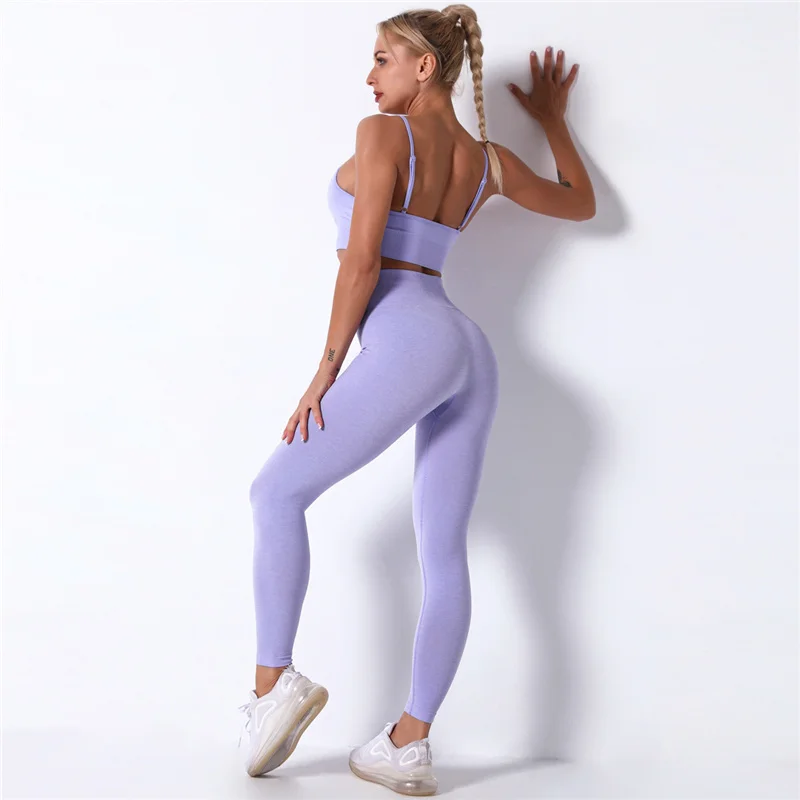 Seamless Yoga Set Sport Pants Bra Gym Suits Fitness Shorts Crop Top Women High Waist Running Cycling Leggings Sports Sets