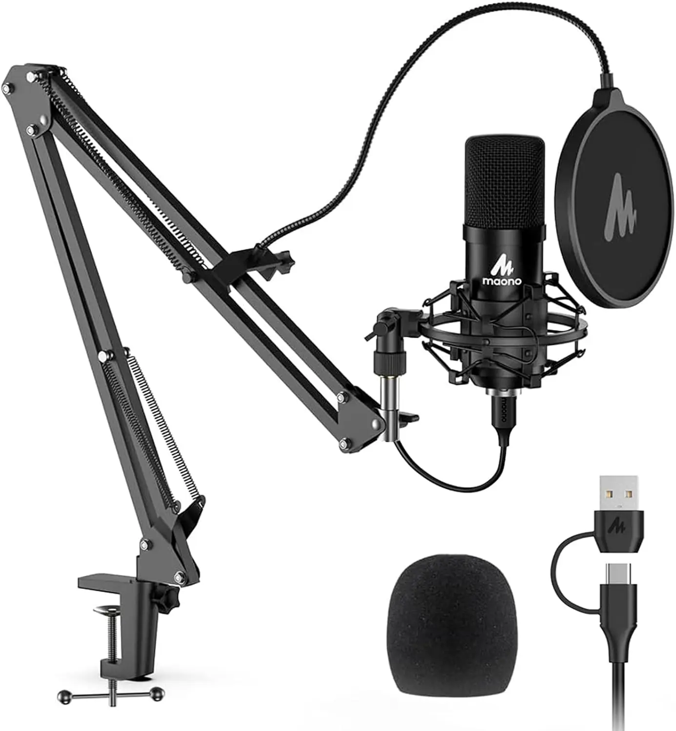 

Комплект USB-микрофона с поддержкой звука 192 кГц/24 бит, Plug & Play для записи на ПК, игр, пения, YouTube