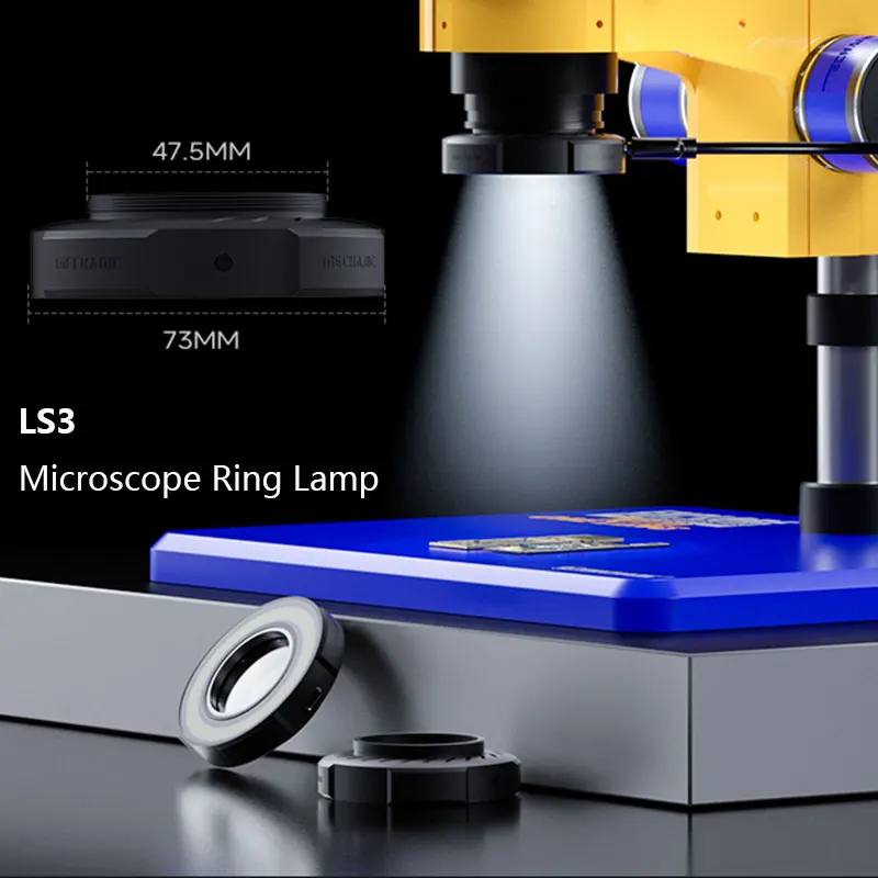 

Кольцевая лампа для микроскопа Mechanic LS3-48, светодиодная коаксиальная лампа с регулируемой яркостью для прецизионного контроля, пайки и ремонта печатных плат