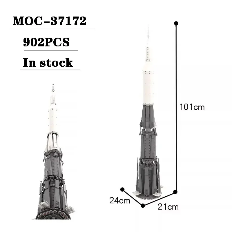 New MOC-37172 Building Block Splicing Toy Aerospace Lunar Rocket 902PCS Puzzle Education Children's Toy Birthday Christmas Gift