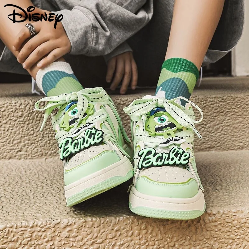 Disney Big Eye Mike New Green Letter Board Shoes Cartoon Casual Trend Sneakers Y2k Women Korean Versatile Thick Sole Sport Shoe