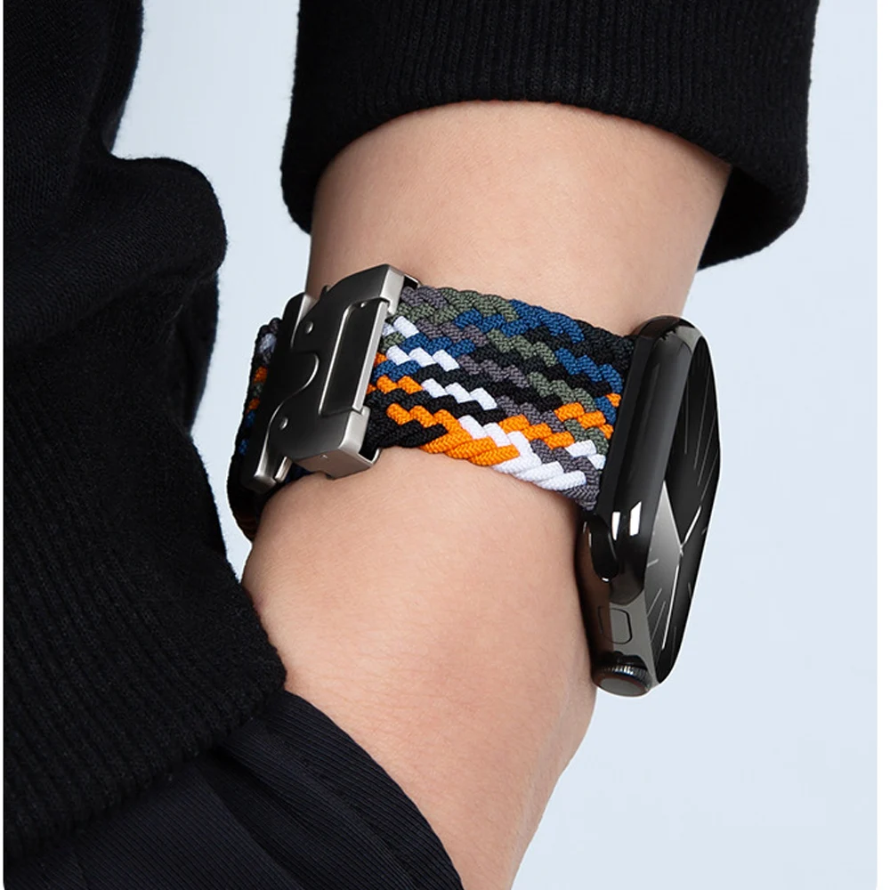 النايلون حلقة حزام لساعة أبل 49 مللي متر 11 10 46 متر 42 مللي متر 44 مللي متر 45 مللي متر الفرقة ينسج سوار ل Iwatch 10 الترا 3 2 9 5 8 SE 3 2 كوريا