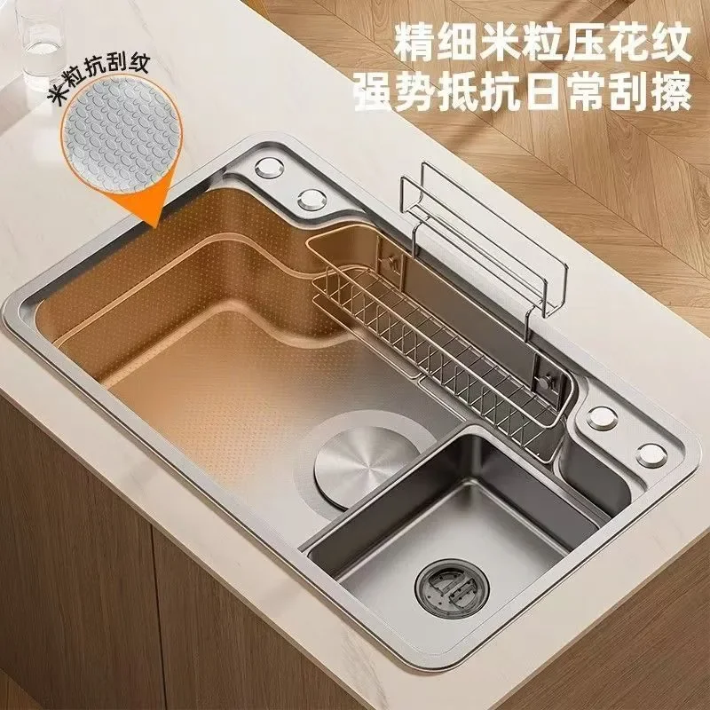 for Japanese Style Large Single Slot Household SUS304 Stainless Steel Embedded Kitchen Vegetable Basin Thickened Under