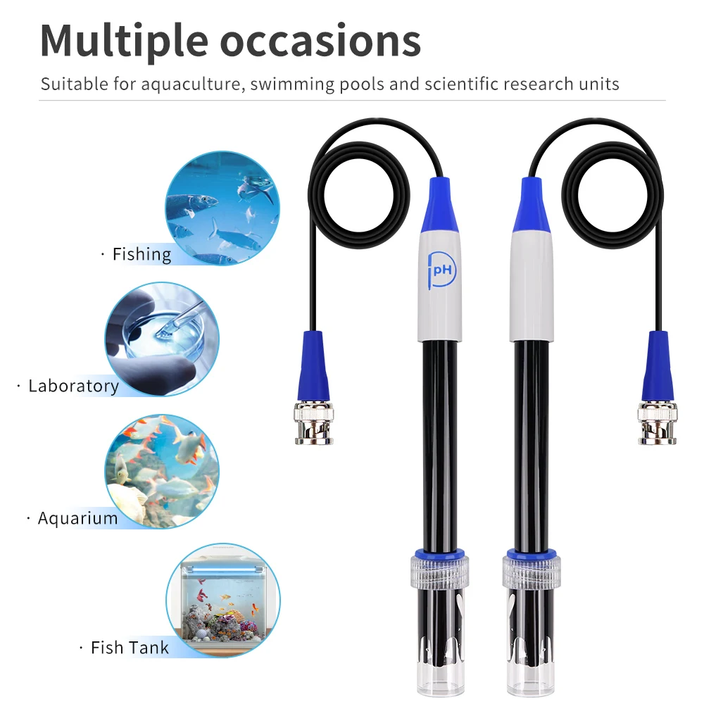 Imagem -02 - Eletrodo Sensor de Substituição Sonda Aquarium Hidropônico Laboratório Eletrodo ph Medidor Bnc q9 Conector 1m Fio ph