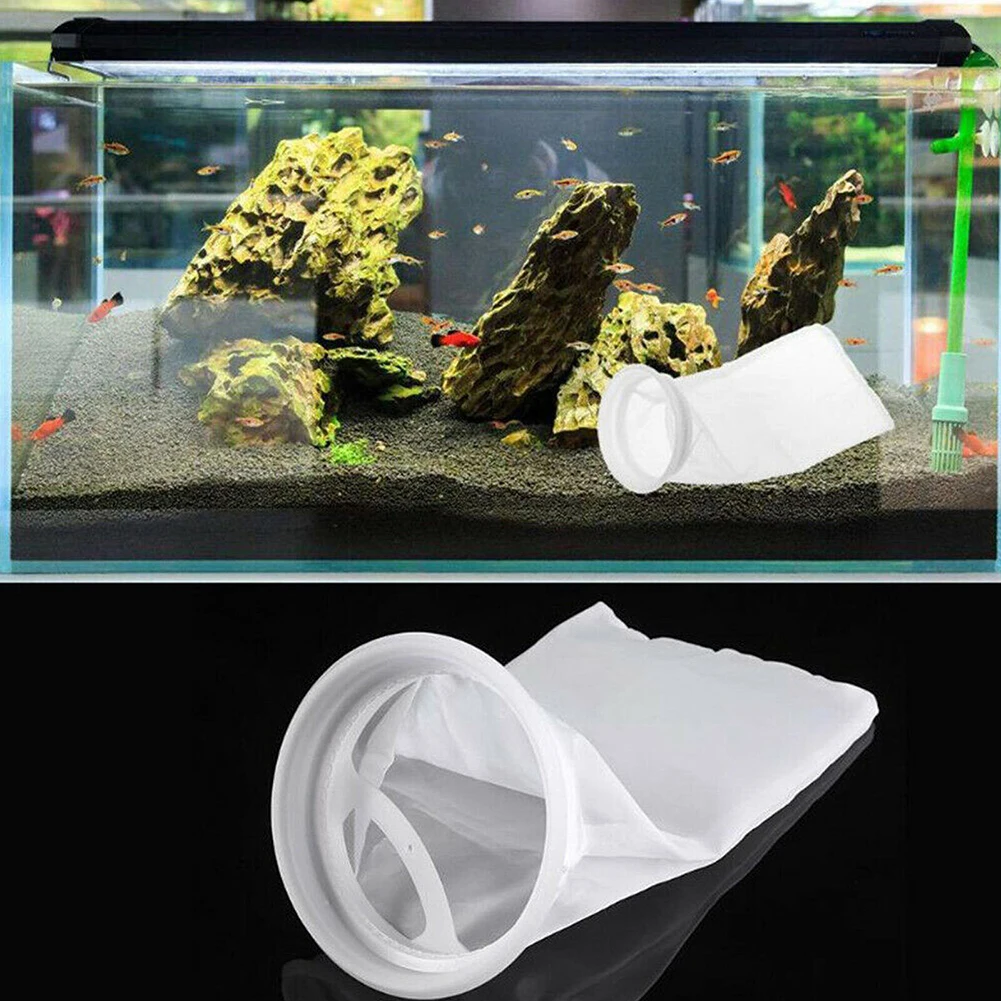 1pc 100um Aquarium Filter Bag Reusable Nylon Filter Sump Sock For Fresh Saltwater Tanks Resins Filter Activated Carbon