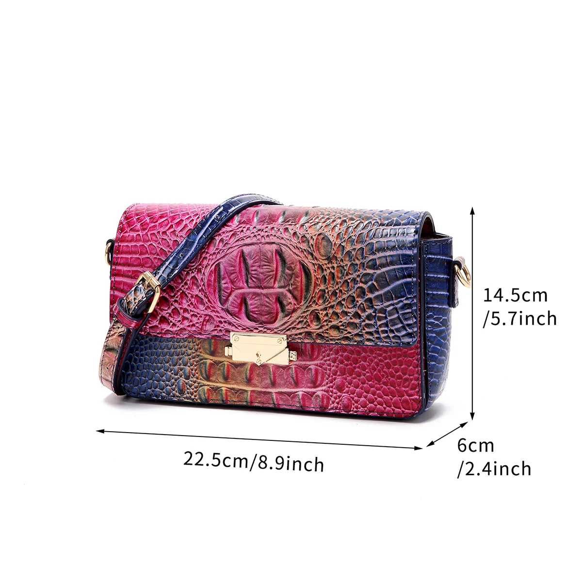 Colorful crocodile pattern classic lock buckle autumn and winter new product crossbody shoulder bag small square bag