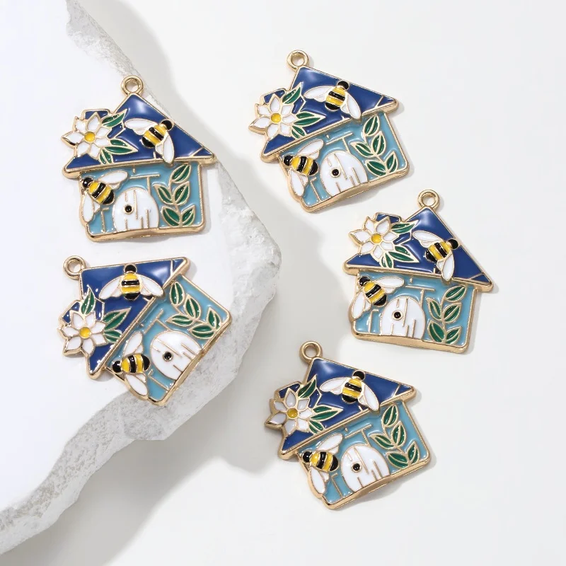 5 قطعة الذهب اللون لطيف النحل سلسلة قلادة منزل النحل العسل جرة سبيكة قلادة ل اليدوية DIY بها بنفسك مجوهرات اكسسوارات #5