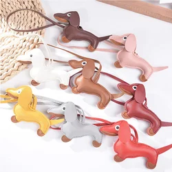 Classic Cute Puppy Dog Bag Pendant Key chain Fashion PU Leather Dachshund key Ring Accessories