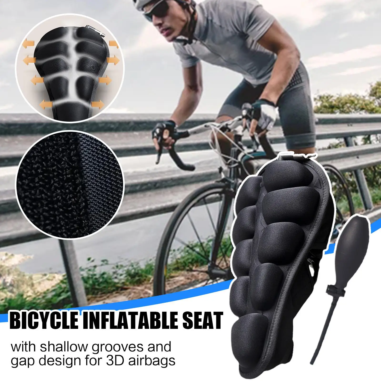 Bicycle Seat Cover Bicycle Riding Inflatable TPU Airbags Seat Accessories Cushion Bicycle Seat Cushion Universal Mountain B H5G5 image 3