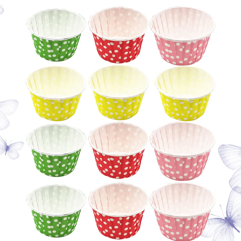 50PCS Cake Cup Dessert Bowls Baking Utensils Dot Coating Curling Cup (Random Color) paper cake cups disposable cake cup