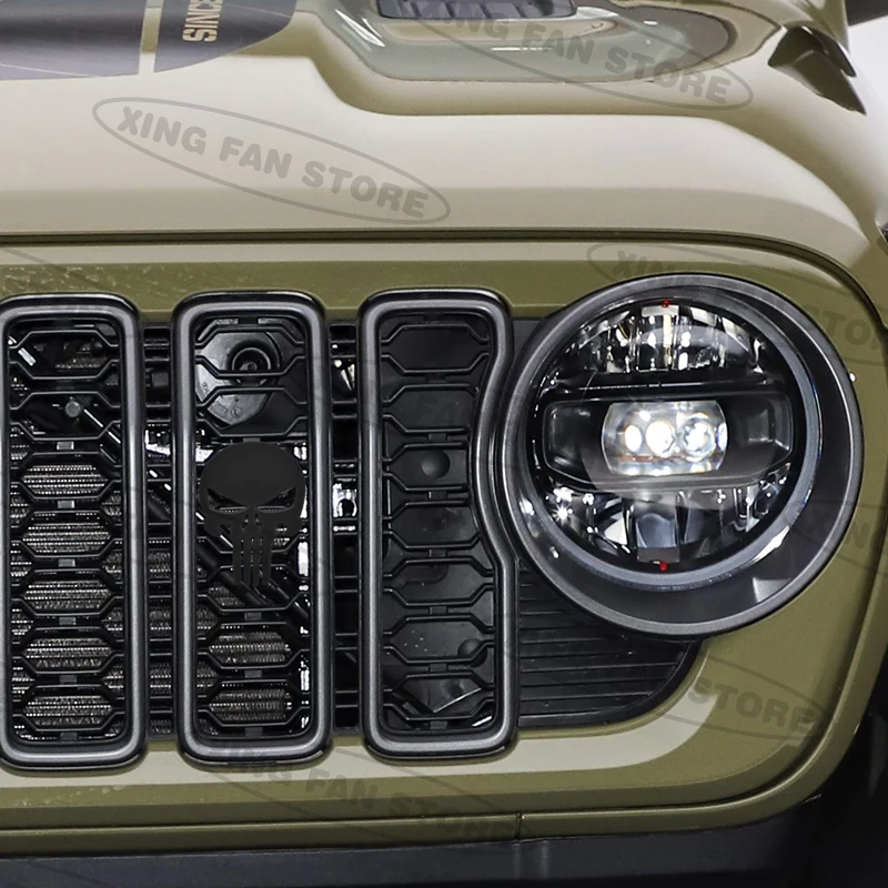 Auto Styling Skull Metal Front Grille Emblem Car Badge Decal Sticker For Jeep Wrangler Rubicon Renegade Patriot Grand Cherokee - view 4