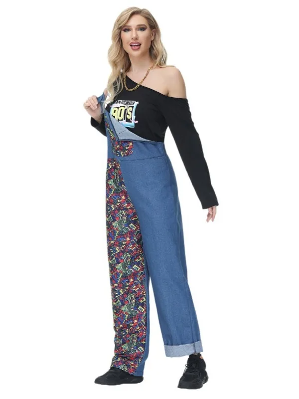 

Halloween Couple Costume Mosaic Pants Retro Disco Cosp Retro Style Couple Outfit for Party And Performance