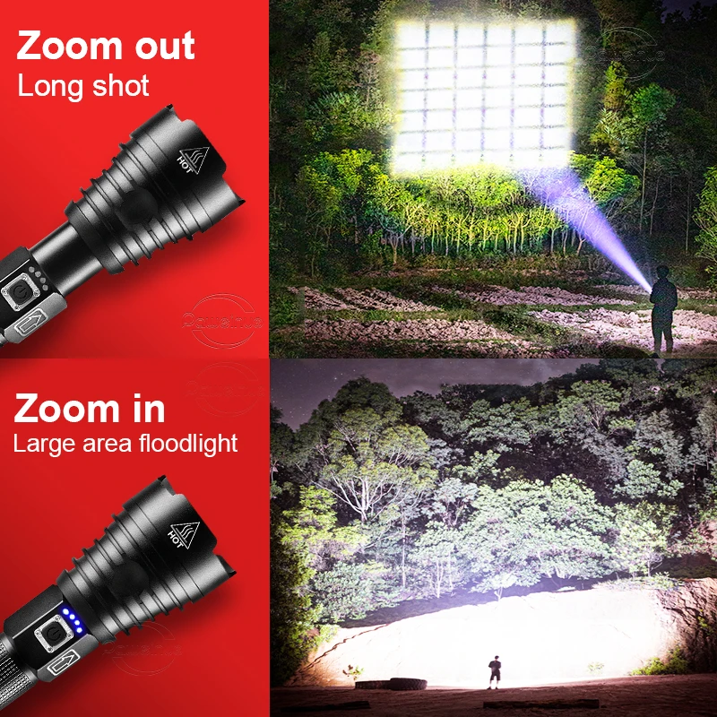 XHP360 Powerful Led FlashLight 4500mAh USB Rechargeable Torch Waterproof Tactical Flashlight Hand Light Work Camping Flash Light