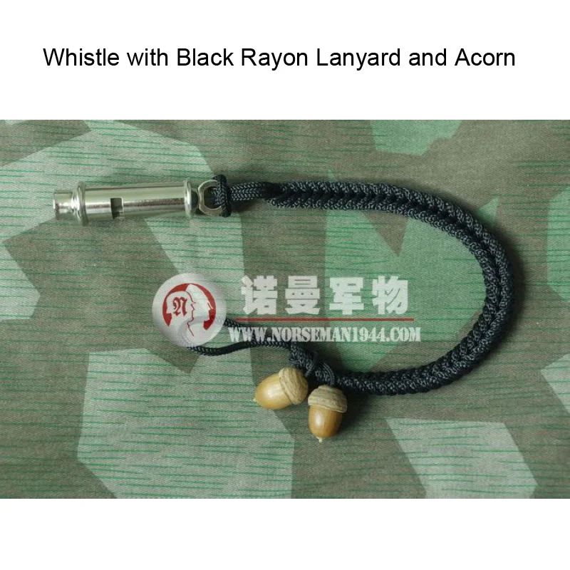 Reproduction Cosplay German Whistle with Rayon Lanyard and Acorn Reenactment Nordland 1944