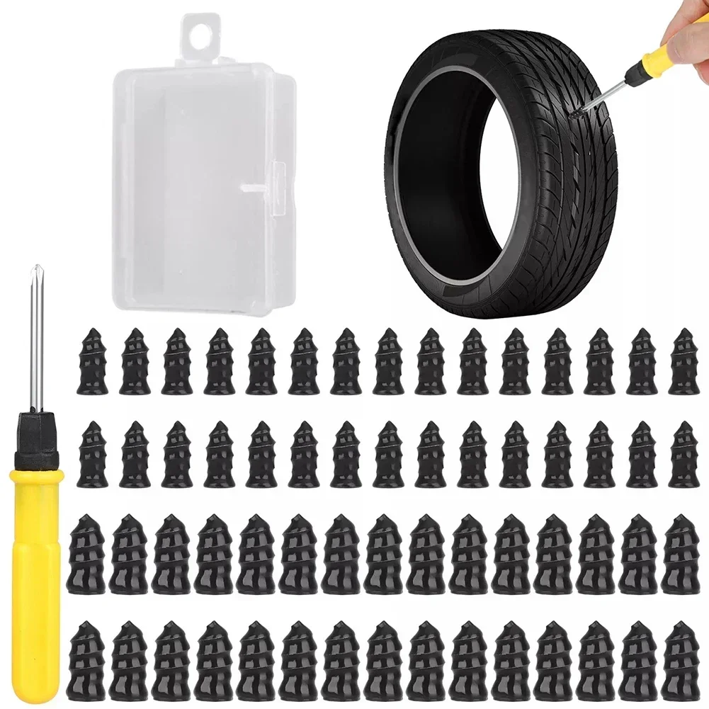 saving DIY Tire Repair Nail Set 61PCS Easy and Effective Patching Car Vacuum Tool with Rubber Screws and Screwdriver