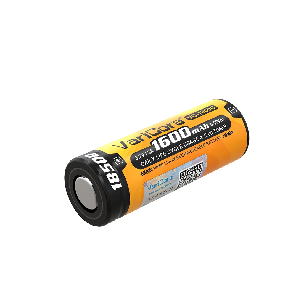 VariCore VC-1600C 18500 1600mAh 3.7V ليثيوم أيون بطارية قابلة للشحن لمصباح ليد جيب كاميرا رقمية لعبة كهربائية