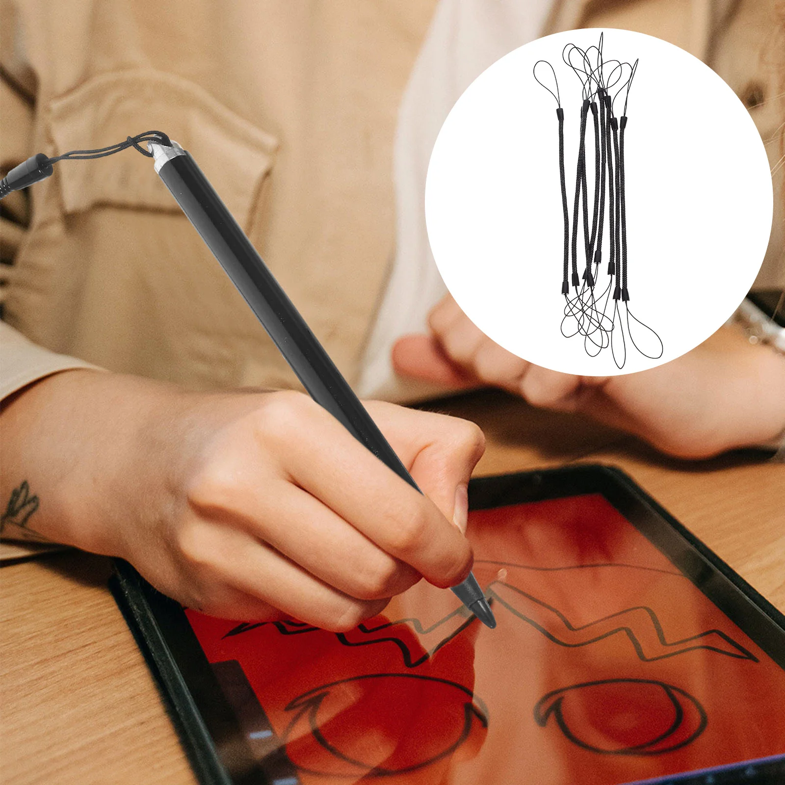 8pcs Tablet Stylus Ropes -lost Stylus Lanyards Stretch Cord Convenient Pen Ropes Pen Hanging Rope Lanyard Spring Ropes