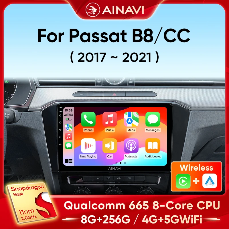 

Автомагнитола Ainavi для Volkswagen VW Passat B8 CC GTE 2017-2021 Carplay Android Авто Qualcomm автомобильный стерео Мультимедийный Плеер DSP48EQ