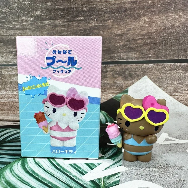

Sanrio Hello Kitty Kuromi Cinnamoroll Hangyodon KT Cat бикини купальники слепая коробка игрушки украшение рабочего стола модель игрушки подарки для детей