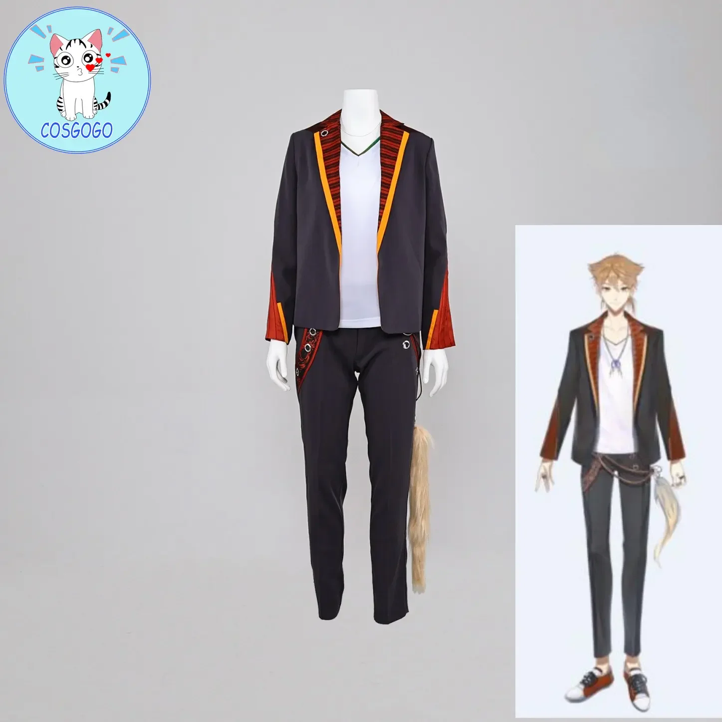 [Customized] Vtuber Nijisanji YouTuber Gaku Cosplay Costume Suit with Tail Role Play Party Women Men Outfits