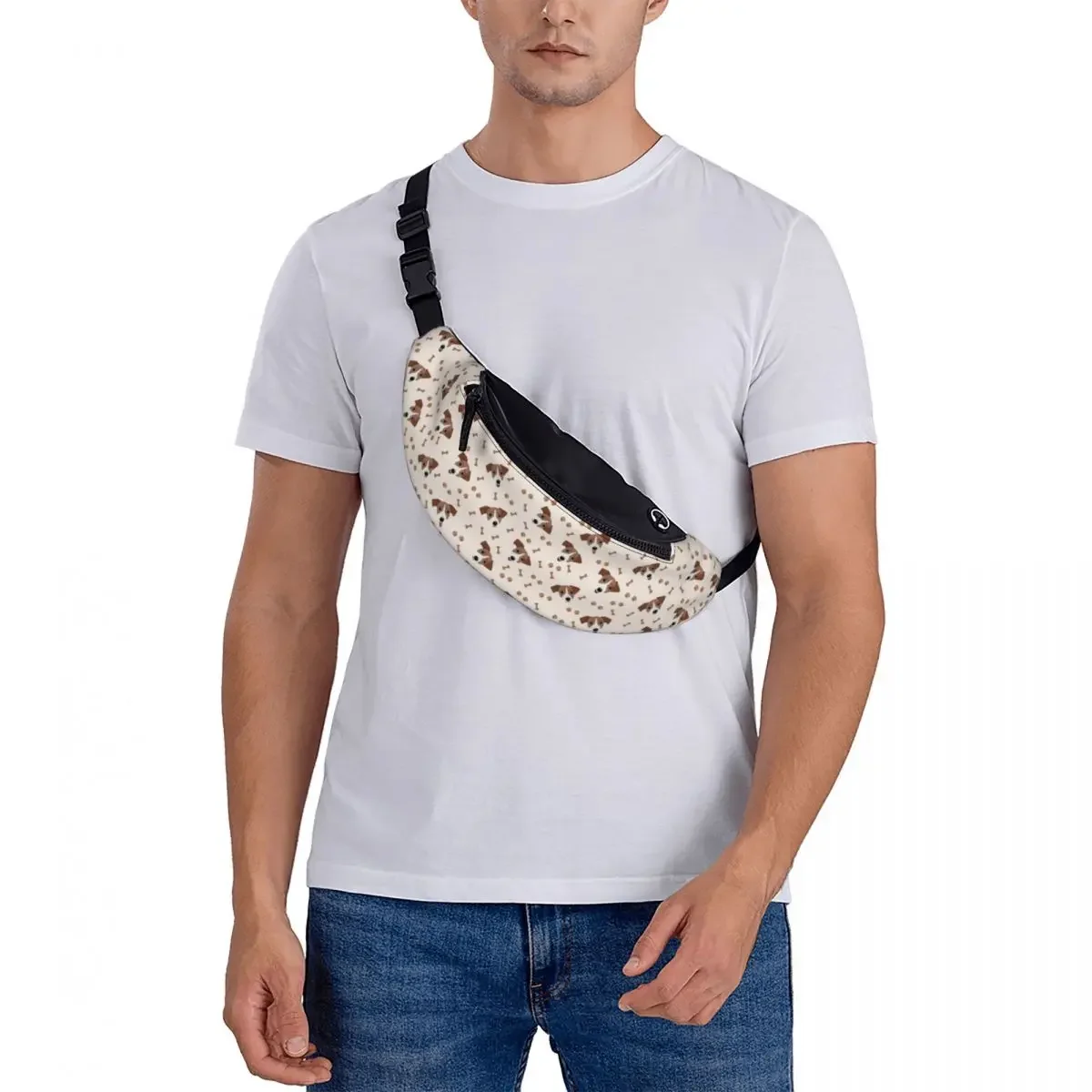 Jack Russell Terrier Dog Bones Fanny Pack Men Women Fashion Animal Crossbody Waist Bag for Running Phone Money Pouch