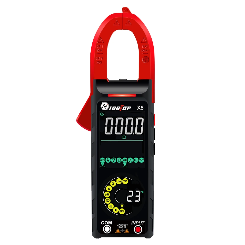 

TOOLTOP 6000 Counts AC DC Clamp Meter 400A Ammeter Voltmeter Auto Scan Hz Capacitance NCV Ohm Diode Temp Data Tester Multimeter