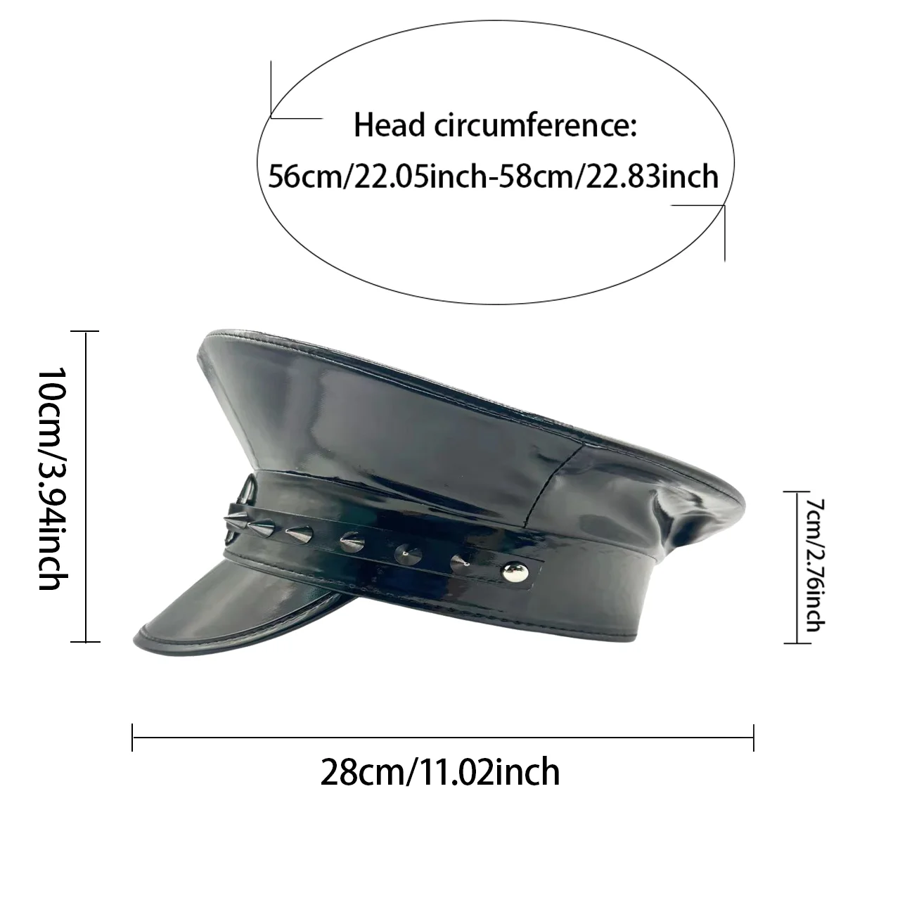 HongLuan Laser lederen kapiteinshoed Strass en militaire petten voor dames, Rave Festivals Accessoires & Feestpet Man Cosplay Fem