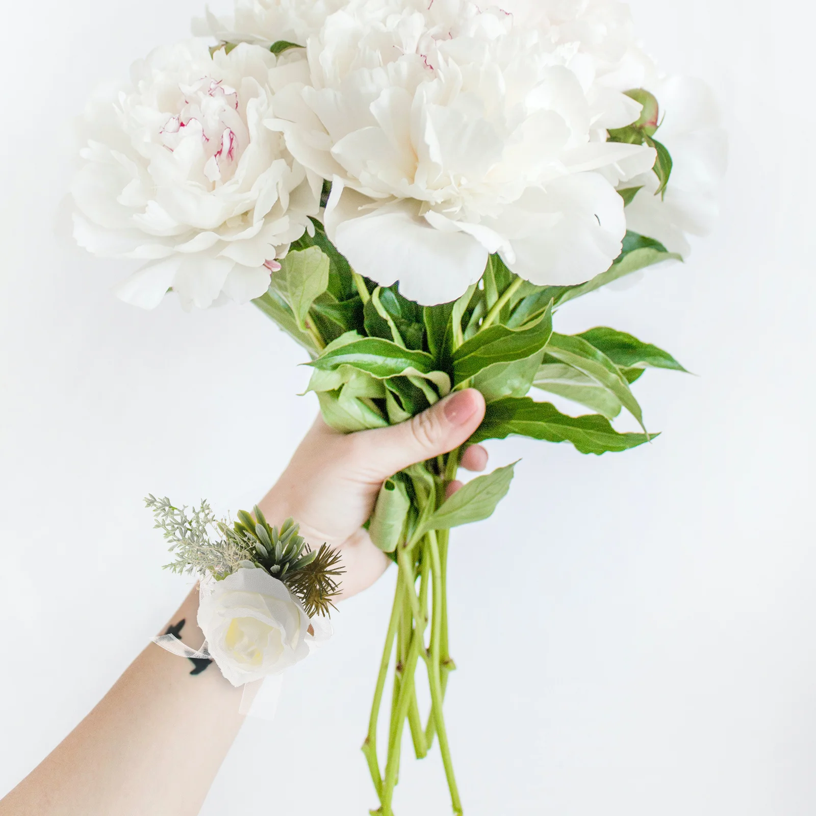 لؤلؤة بيضاء خضراء الزفاف الصدار السوار أنيقة المعصم زهرة سوار العروس وصيفه الشرف الزفاف ديكور الزفاف المعصم الصدار #5