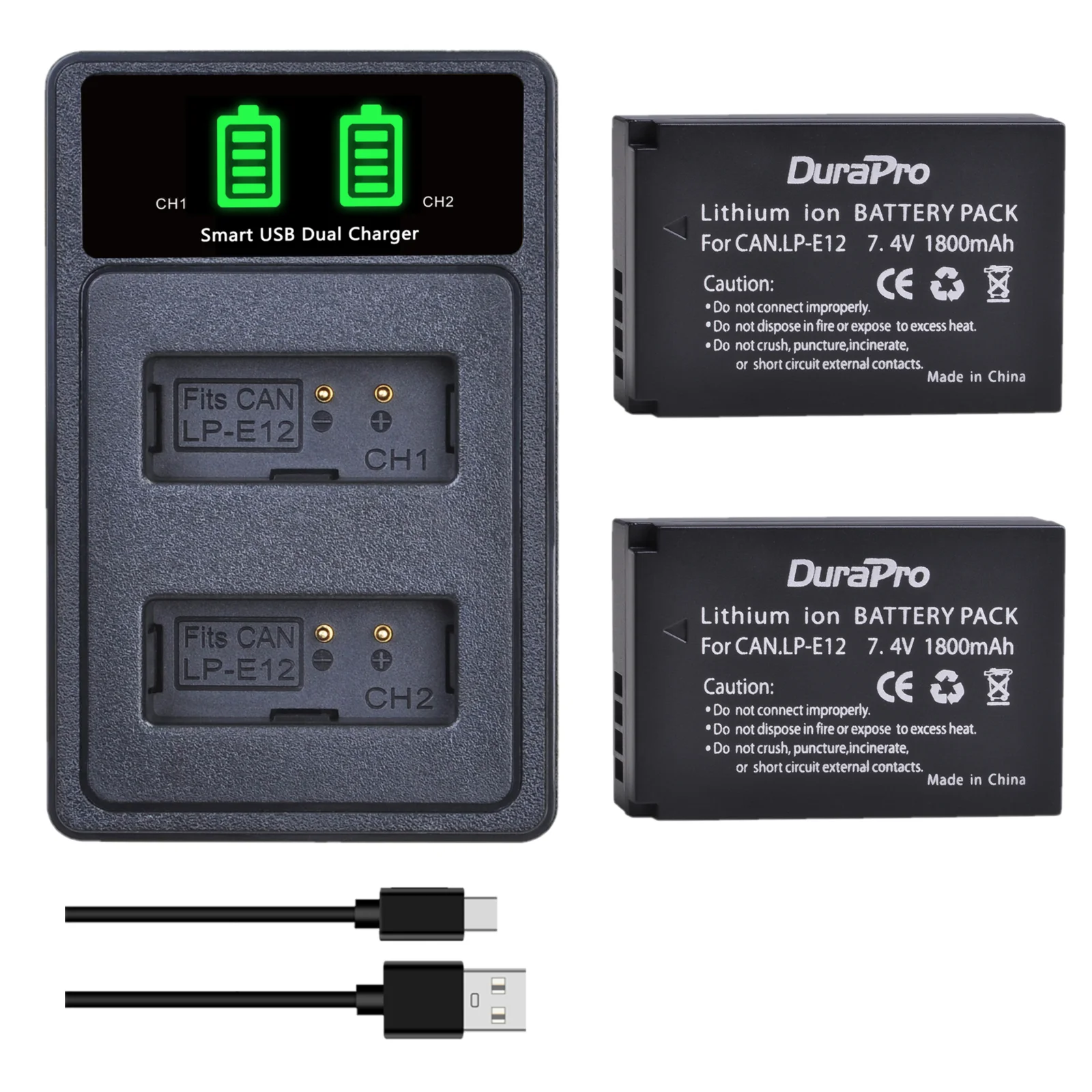 

1800mAh LP-E12 Battery and Charger for Canon EOS 100D, M50 Mark II, PowerShot SX70 HS, M10, M200, M100, Rebel SL1