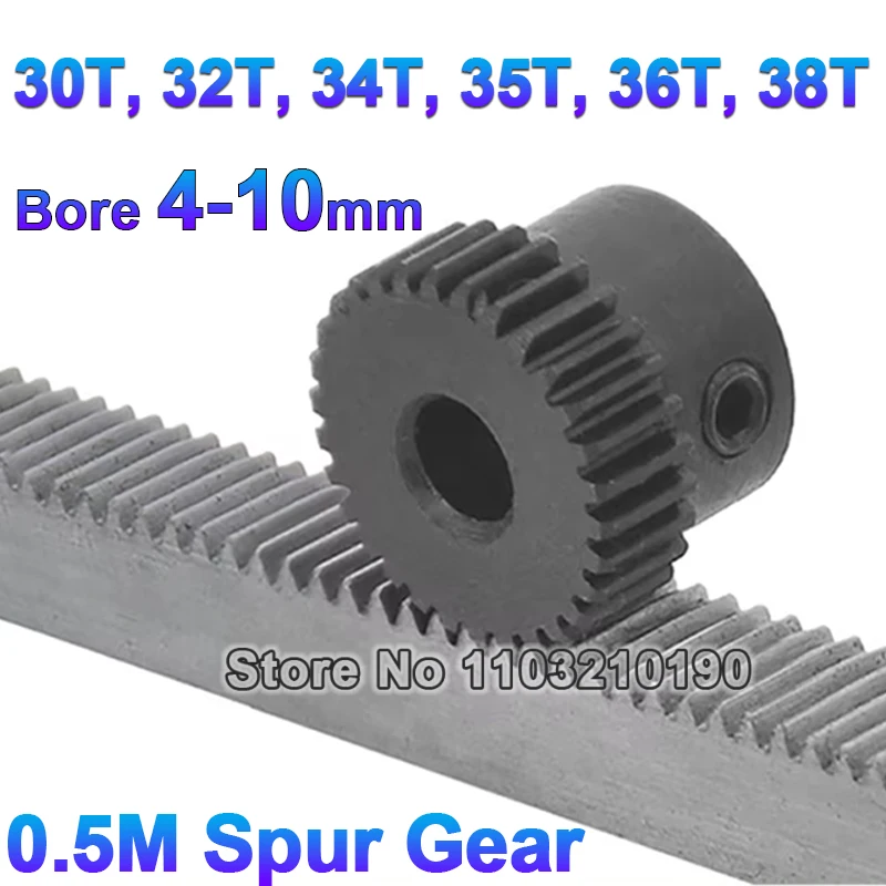 

1Pc 0.5 Modulus Spur Gear Bore 4 5 6 8-10mm 0.5M Metal Transmission Pinion Gear 30T 32T 34T 35T 36T 38T Convex Gear Motor Parts