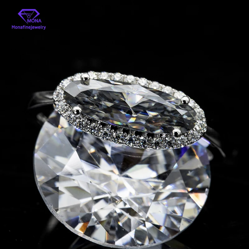 

Marquise Cut 5x10mm Gray Color Moissanite Gemstone 14K White Gold Luxury Fashion Sparkling Diamond