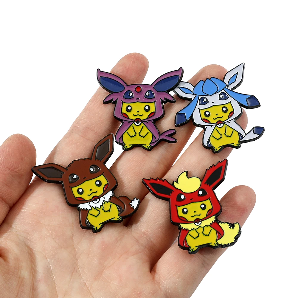 Wholesale Anime Pokemones Enamel Pin Cartoon Figure Pikachus Squirtle Bulbasaur Badge Brooch Jacket Jeans Lapel Pin Accessories