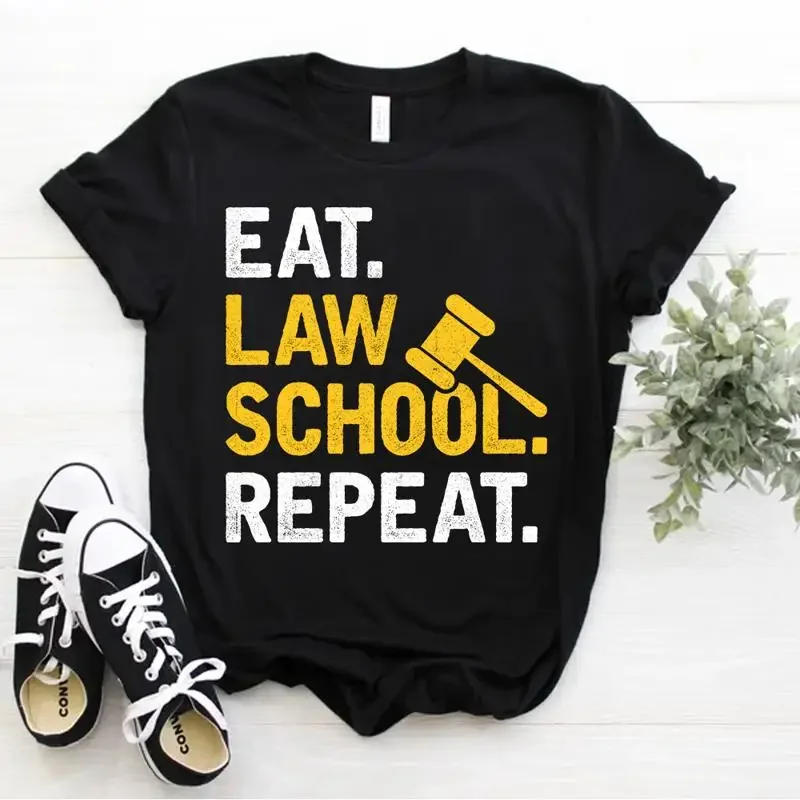 Advocate Law Student Lawyer Attorney Eat Law School Repeat T Shirt Size S 5XL