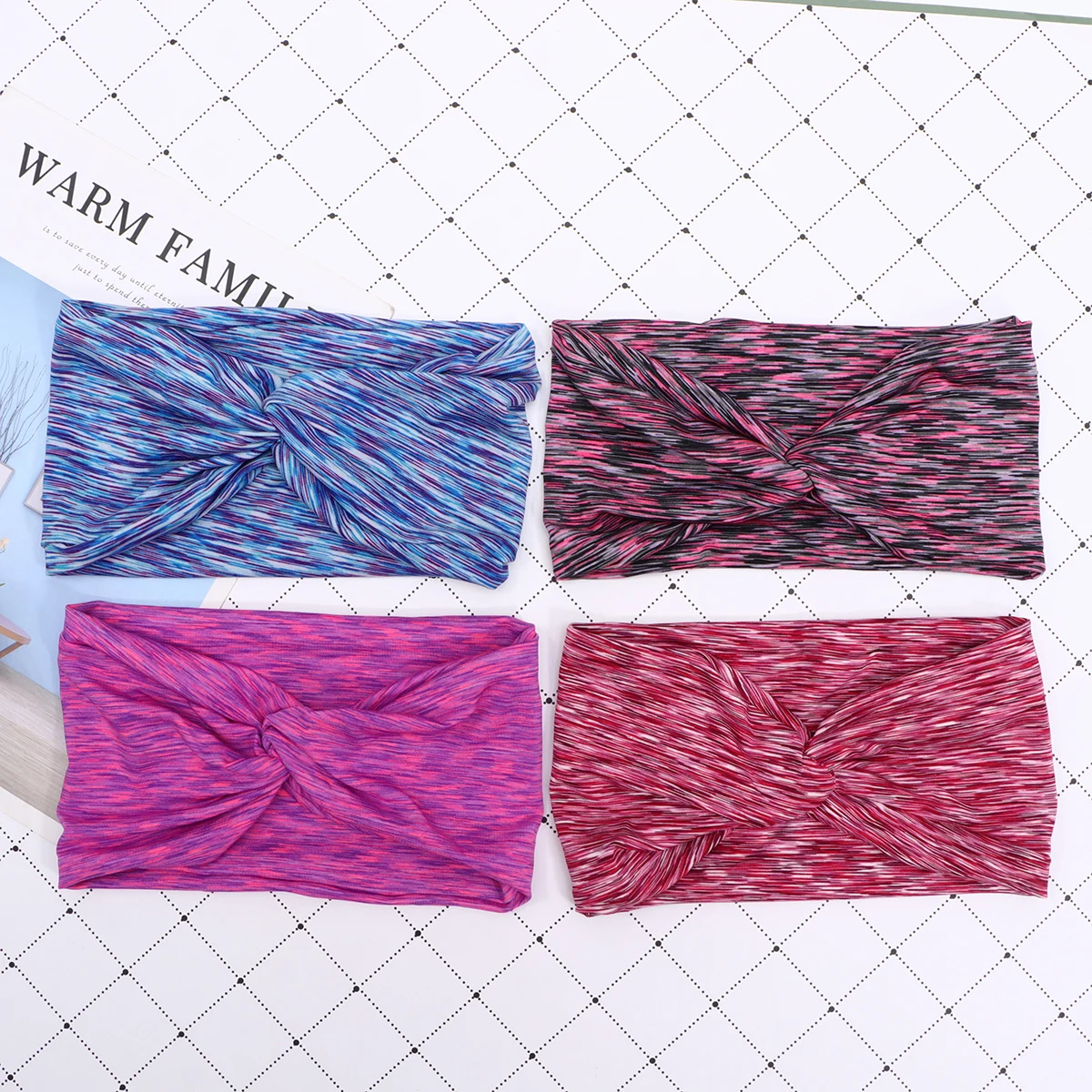 

4 Pcs Stretchy Headbands for Women Yoga Elastic Sweat Absorbing Hairband Fitness Workout