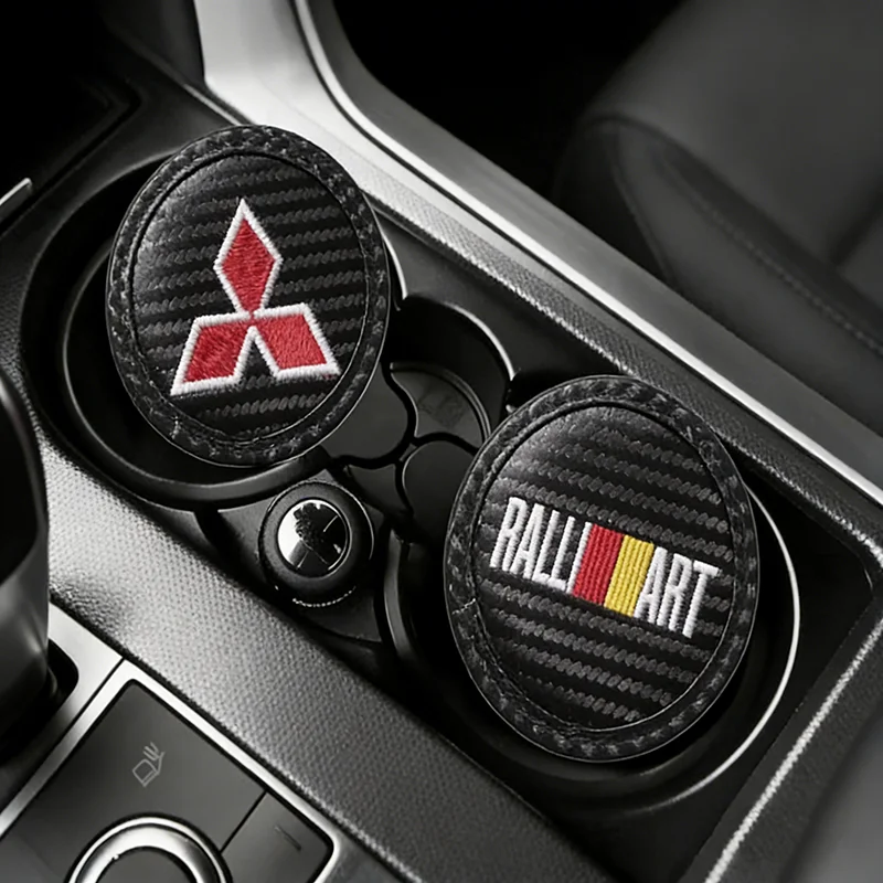 

2pcs Car Water Coaster Anti-Slip Mats Accessories for Mitsubishi Ralliart Lancer Eclipse ASX Pajero Mirage Galant Montero