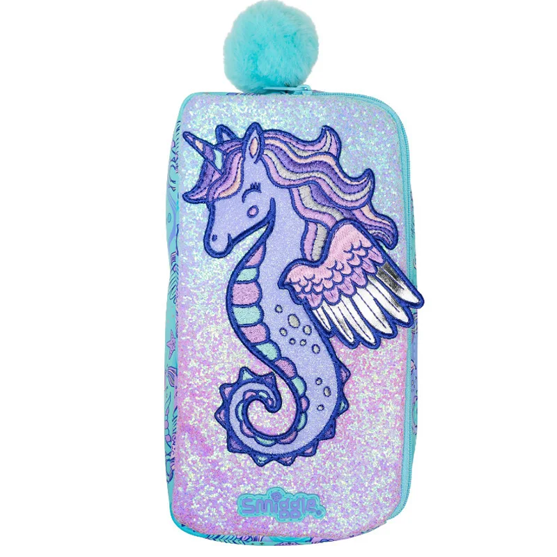 Australian Smiggle Sky Blue Seahorse Tornister Dziecięcy plecak na artykuły papiernicze Torba na lunch Piórnik Portfel Kubek na wodę Prezent