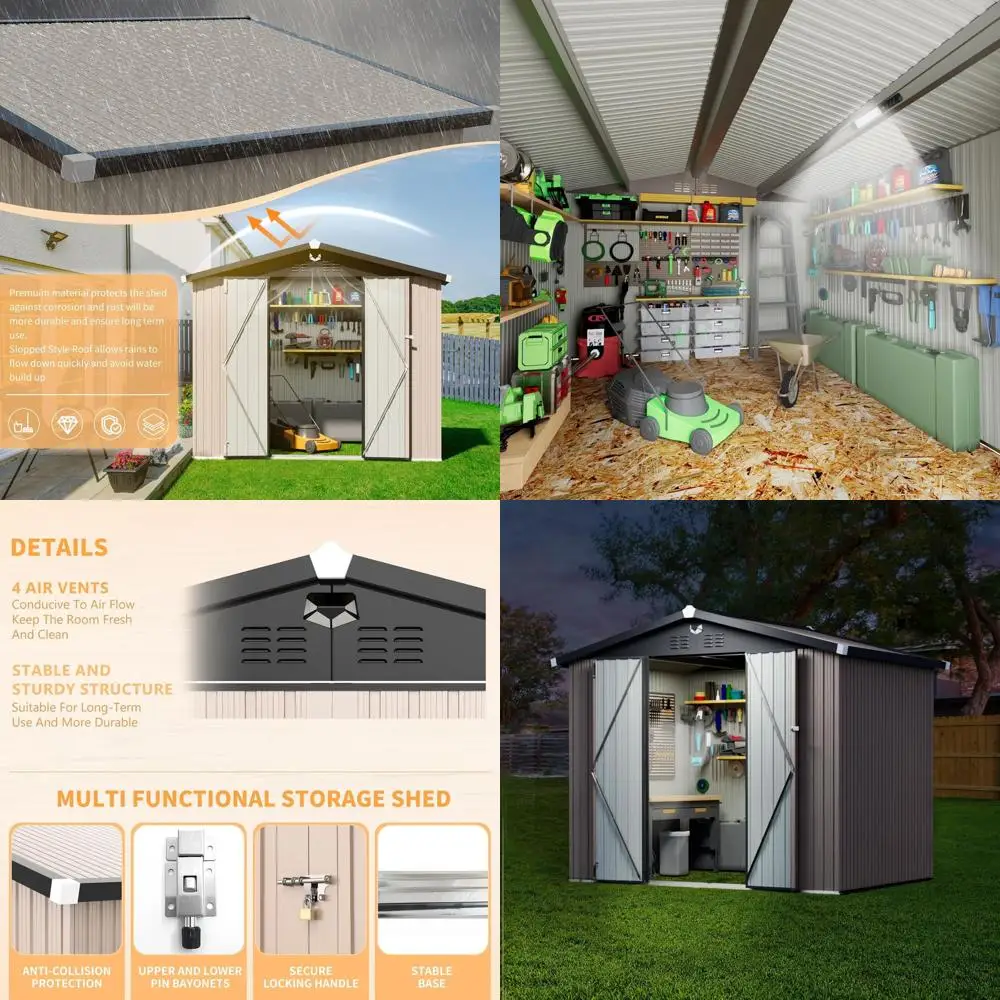 

Sturdy 8x6 Outdoor Metal Shed with Waterproofing and Secure Lockable Door for Large Storage