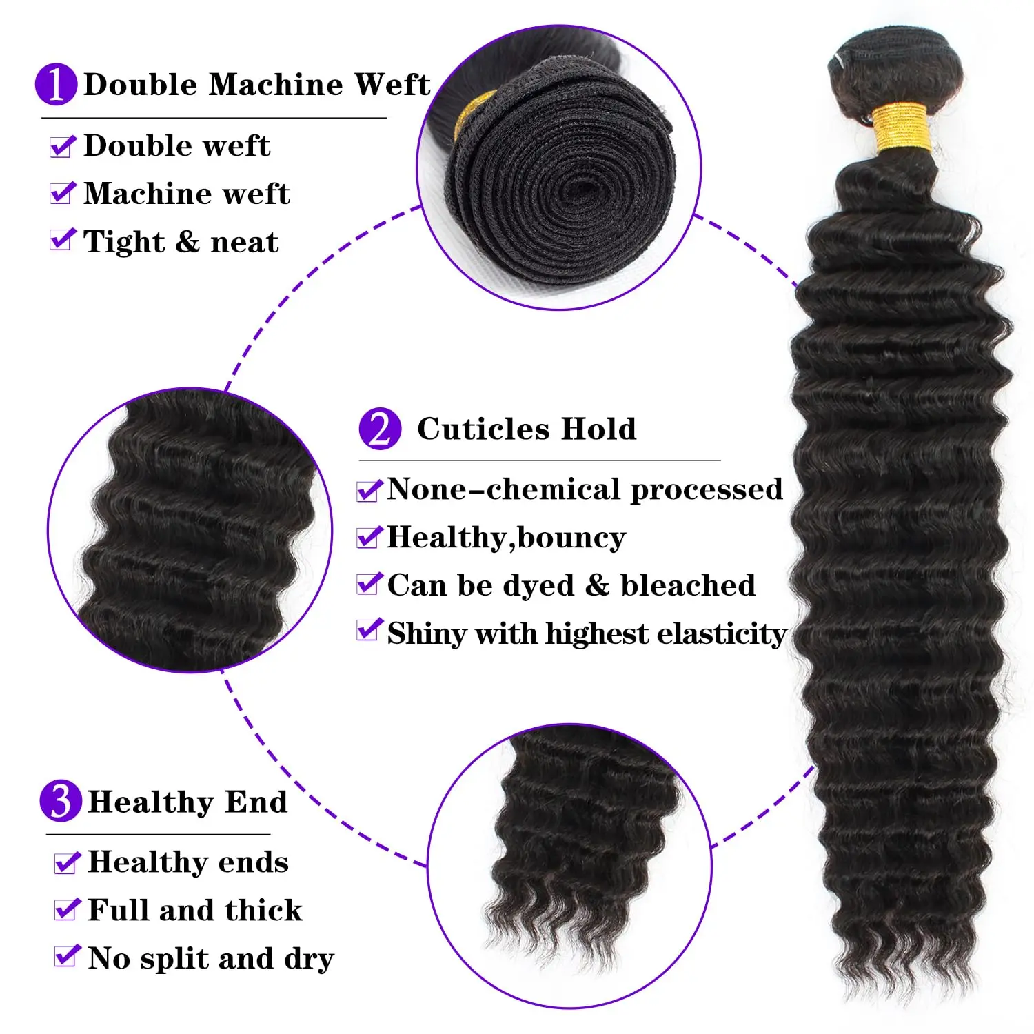 Deep Wave Bundles Human Hair Brazilian Virgin Hair Deep Wave One Weave Bundle