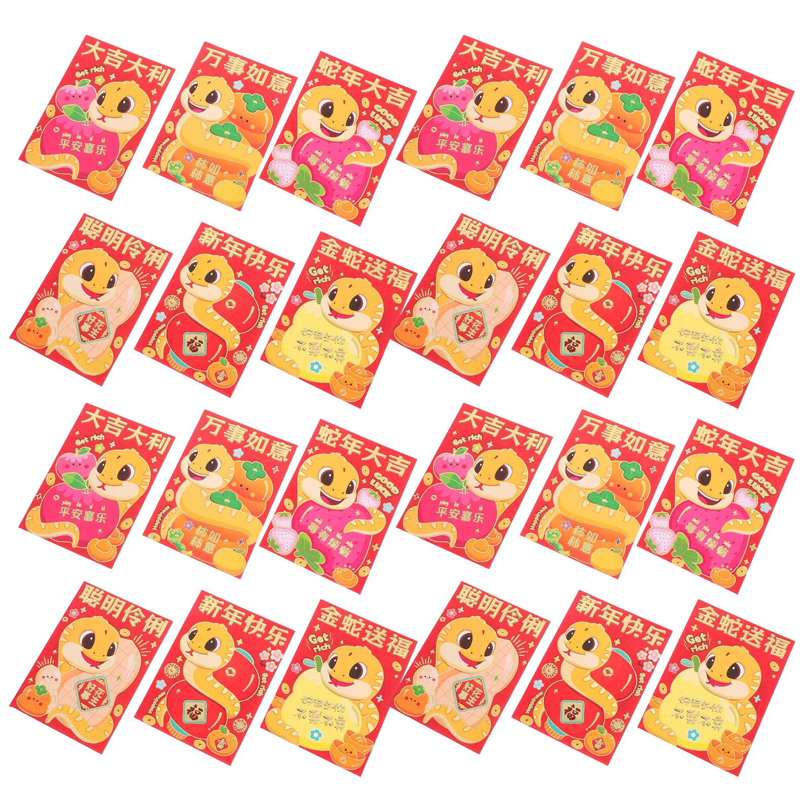 

36Pcs Snake Year Red Envelopes Cartoon Design Lucky Money Cash Envelopes Chinese New Year Spring Festival Packets