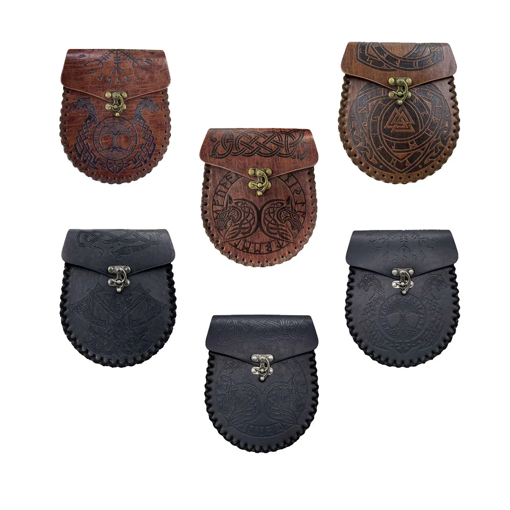 Viking Cosplay para homens, bolsas de couro, acessórios para fantasias de Halloween, renascença medieval, cinto de cavaleiro, adereços vintage