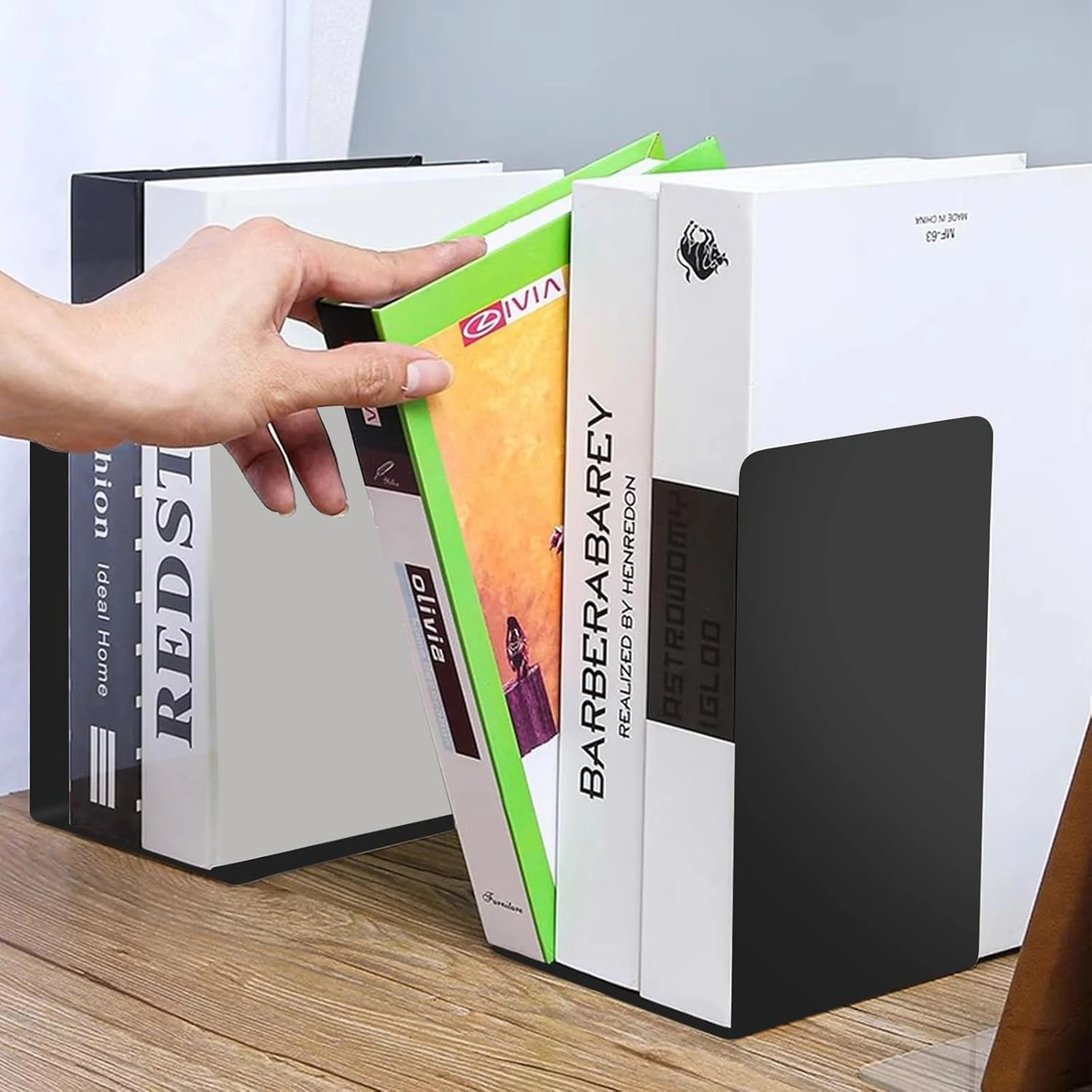 

Heavy Duty Book Holders Stand L-Shaped Decorative Bookend Stand for Home School Office Supplies