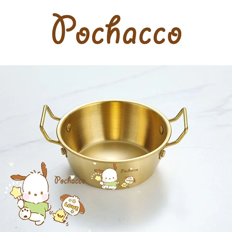 Periferiche Kawaii Sanrio Cinnamoroll Hello Kitty Pochacco Ciotola per noodle istantanei coreana in acciaio inossidabile 304 Ciotola a doppio orecchio