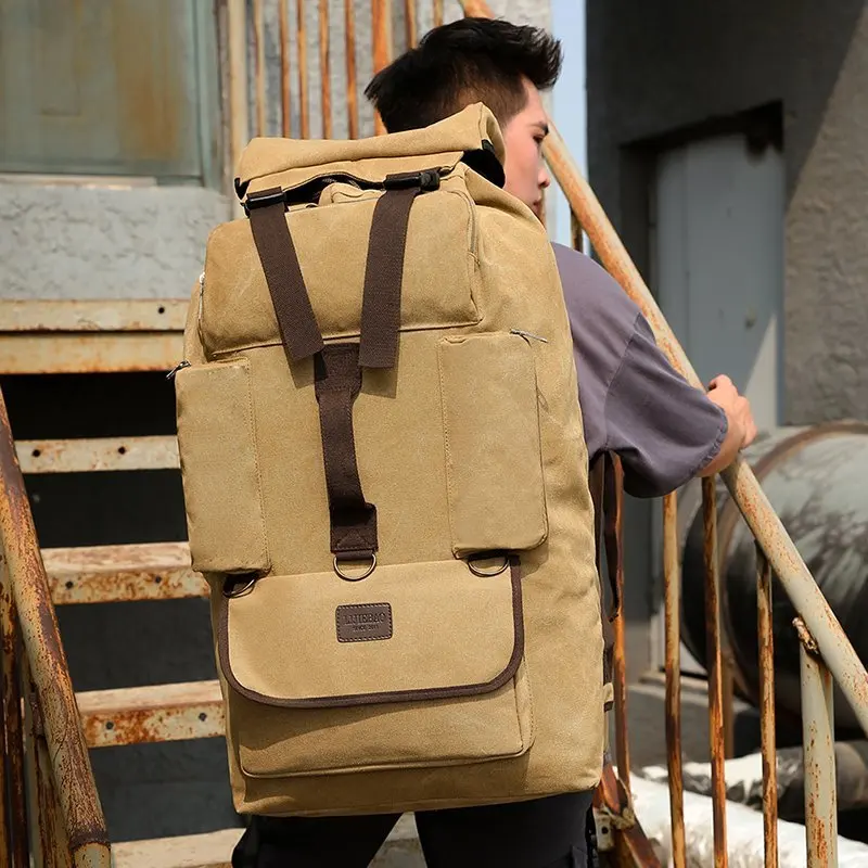 100 Liter dicker Canvas-Rucksack für Freizeit reisen Herren Hochleistungs-Bergsteiger-Sport gepäck rucksack kann Decken halten