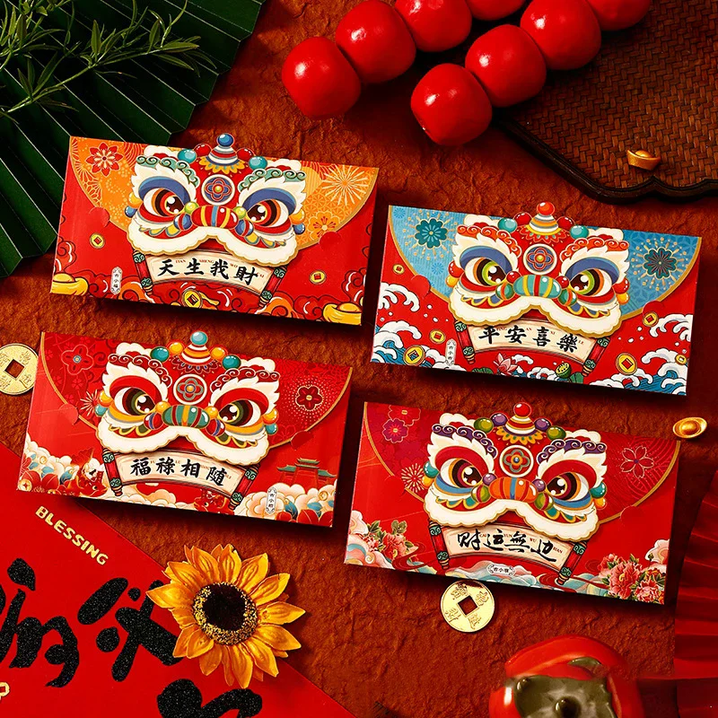 4Pcs Chinese New Year Money Envelope 2026 Horse Year Red Envelope Red Pocket Creative Cartoon Spring Festival Lucky Envelope
